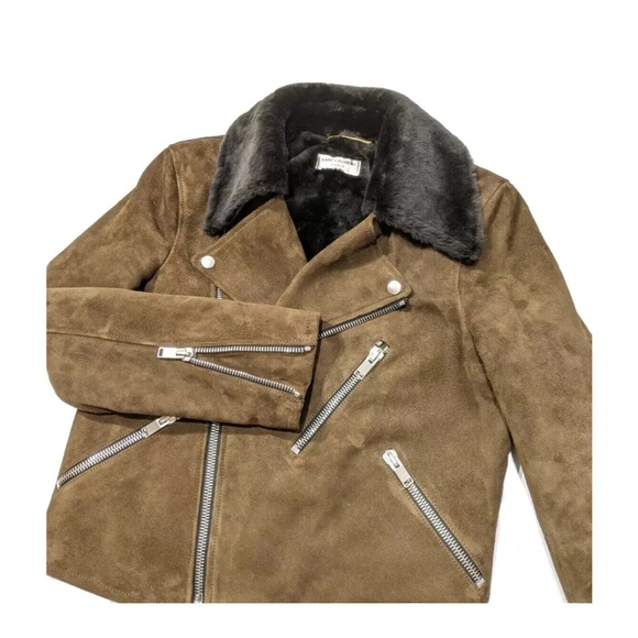 Saint Laurent X Hedi Slimane 2015 Womens Leather Shearling Biker Jacket - Picture 4 of 6